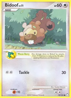 Bidoof card from Mysterious Treasures, number 73/123