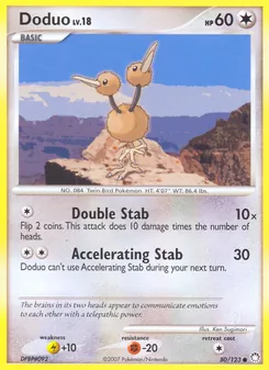 Doduo card from Mysterious Treasures, number 80/123
