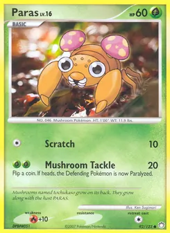 Paras card from Mysterious Treasures, number 92/123