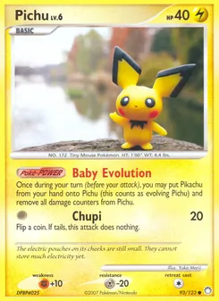 Pichu card from Mysterious Treasures, number 93/123