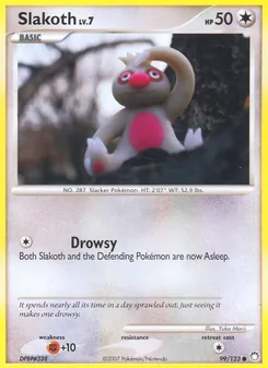 Slakoth card from Mysterious Treasures, number 99/123
