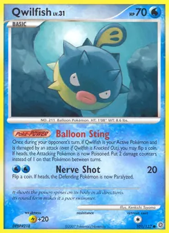 Qwilfish card from Secret Wonders, number 101/132