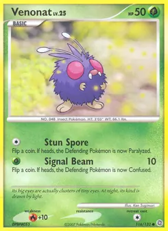 Venonat card from Secret Wonders, number 116/132