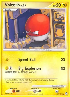 Voltorb card from Secret Wonders, number 117/132
