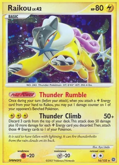 Raikou card from Secret Wonders, number 16/132