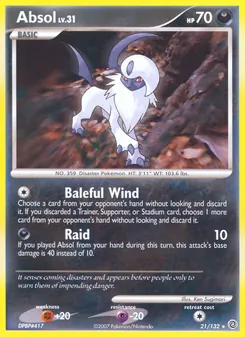 Absol card from Secret Wonders, number 21/132