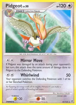 Pidgeot card from Secret Wonders, number 35/132