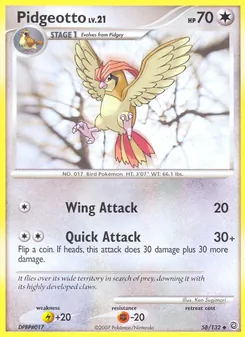 Pidgeotto card from Secret Wonders, number 58/132