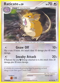 Raticate card from Secret Wonders, number 61/132