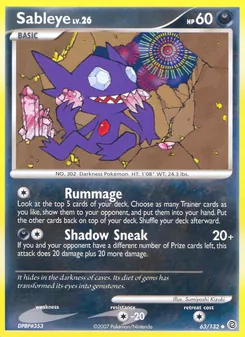 Sableye card from Secret Wonders, number 63/132