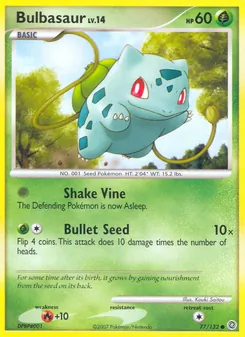 Bulbasaur card from Secret Wonders, number 77/132