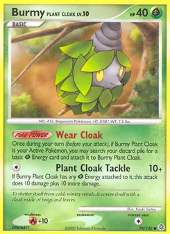 Burmy Plant Cloak card from Secret Wonders, number 78/132