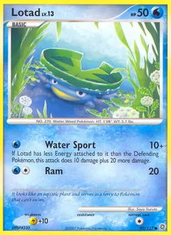 Lotad card from Secret Wonders, number 92/132