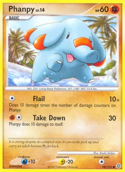 Phanpy card from Secret Wonders, number 98/132