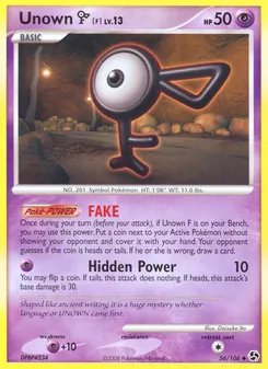 Unown F card from Great Encounters, number 56/106