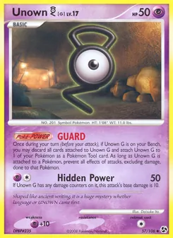 Unown G card from Great Encounters, number 57/106