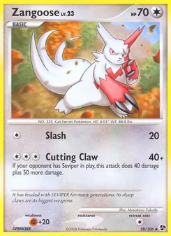 Zangoose card from Great Encounters, number 59/106