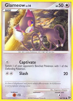 Glameow card from Great Encounters, number 68/106