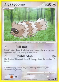 Zigzagoon card from Great Encounters, number 96/106