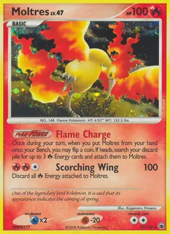 Moltres card from Majestic Dawn, number 10/100
