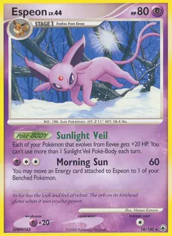 Espeon card from Majestic Dawn, number 18/100
