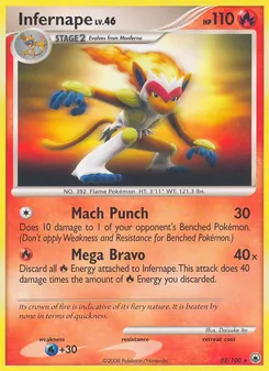 Infernape card from Majestic Dawn, number 22/100