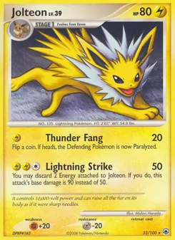 Jolteon card from Majestic Dawn, number 23/100