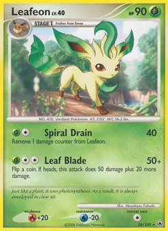Leafeon card from Majestic Dawn, number 24/100