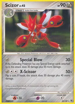 Scizor card from Majestic Dawn, number 29/100