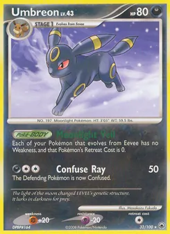 Umbreon card from Majestic Dawn, number 32/100