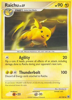 Raichu card from Majestic Dawn, number 45/100