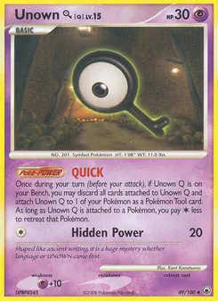 Unown Q card from Majestic Dawn, number 49/100