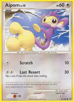 Aipom card from Majestic Dawn, number 51/100