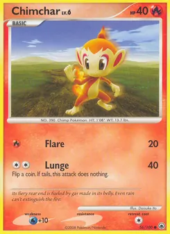Chimchar card from Majestic Dawn, number 56/100