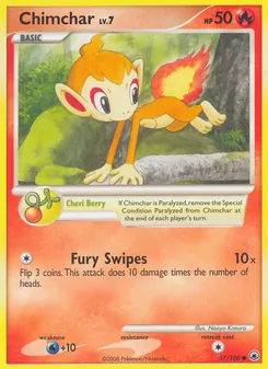 Chimchar card from Majestic Dawn, number 57/100