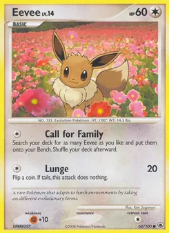 Eevee card from Majestic Dawn, number 62/100