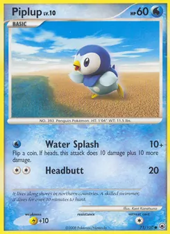 Piplup card from Majestic Dawn, number 71/100