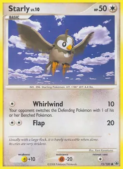 Starly card from Majestic Dawn, number 75/100