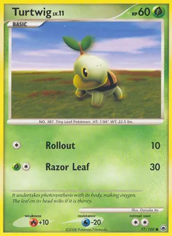 Turtwig card from Majestic Dawn, number 77/100