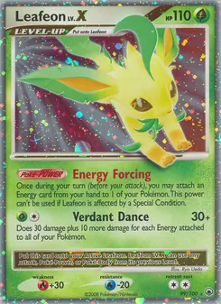 Leafeon card from Majestic Dawn, number 99/100