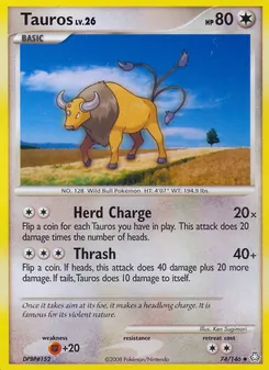 Tauros card from Legends Awakened, number 74/146