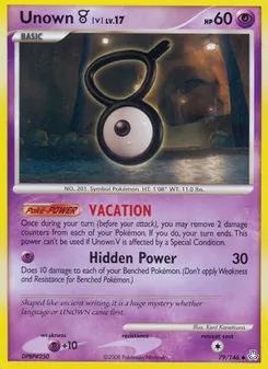 Unown V card from Legends Awakened, number 79/146
