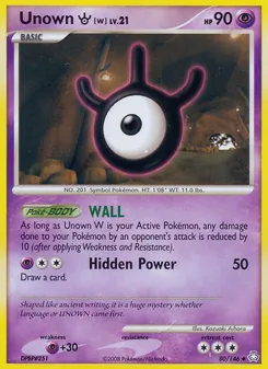 Unown W card from Legends Awakened, number 80/146
