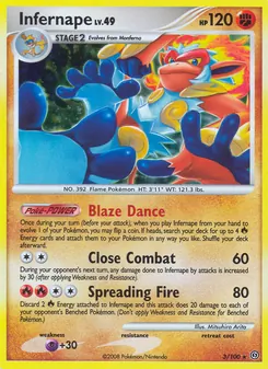 Infernape card from Stormfront, number 3/100