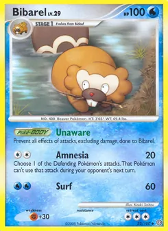 Bibarel card from Stormfront, number 32/100