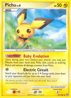 Pichu card from Stormfront, number 45/100