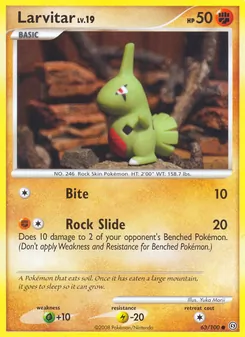 Larvitar card from Stormfront, number 63/100