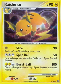 Raichu card from Stormfront, number 8/100