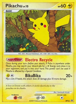 Pikachu card from DP Black Star Promos, number DP16/56