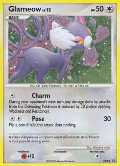 Glameow card from DP Black Star Promos, number DP23/56